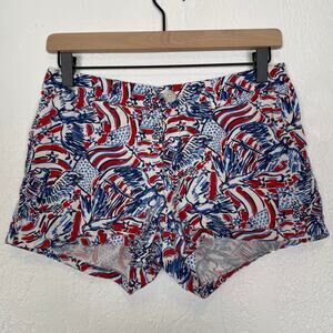 Chubbies Women's Cotton Shorts Americana Patriotic Flag Print Size Small